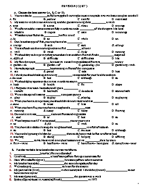 Bài tập ôn tập học kỳ I môn Tiếng Anh Lớp 7 (Thí điểm)